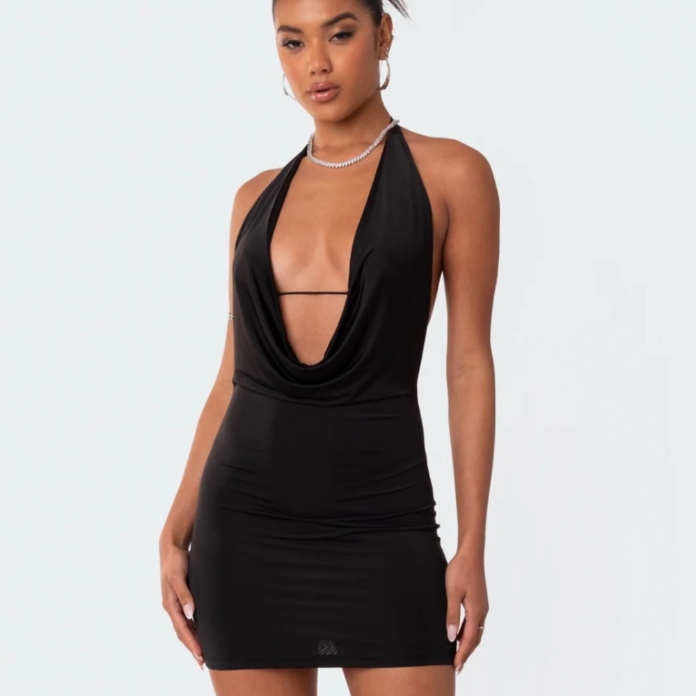 Edikted Elegant Black Mini Dress